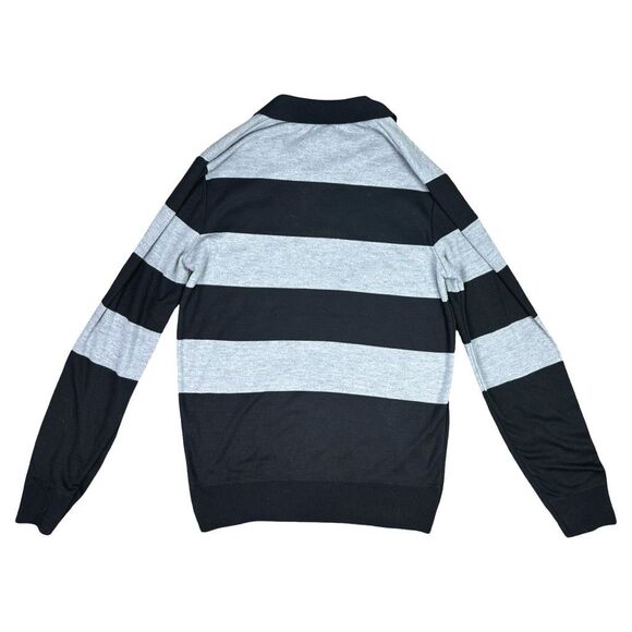 Buffalo David Bitton Striped Long Sleeve Polo - Size Large - Black / Gray - Picture 3 of 5